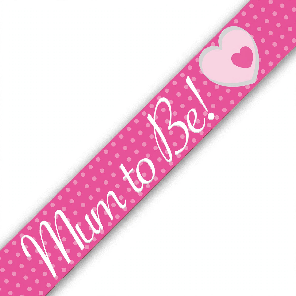 9ft Mum To Be banner with holographic silver finish and Mum To Be text