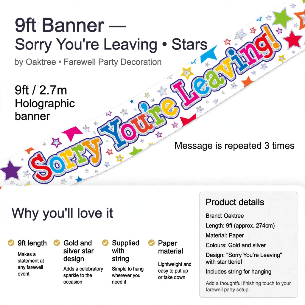 paper banner with string included for easy hanging at farewell events