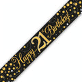 Oaktree Sparkling Fizz 21st Birthday Banner in black and gold with sparkling fizz design