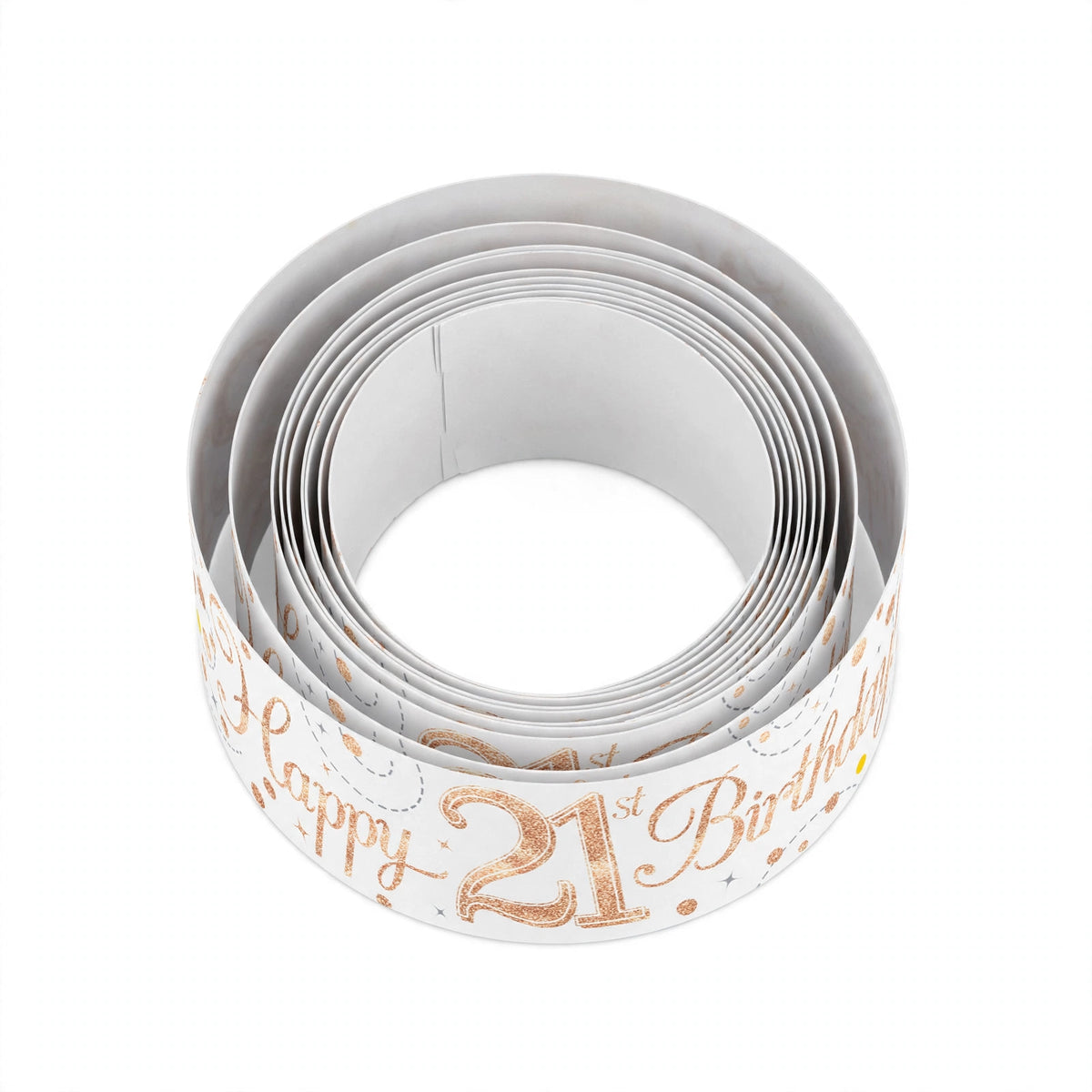 9ft Sparkling Fizz 21st Birthday Banner in white and rose gold