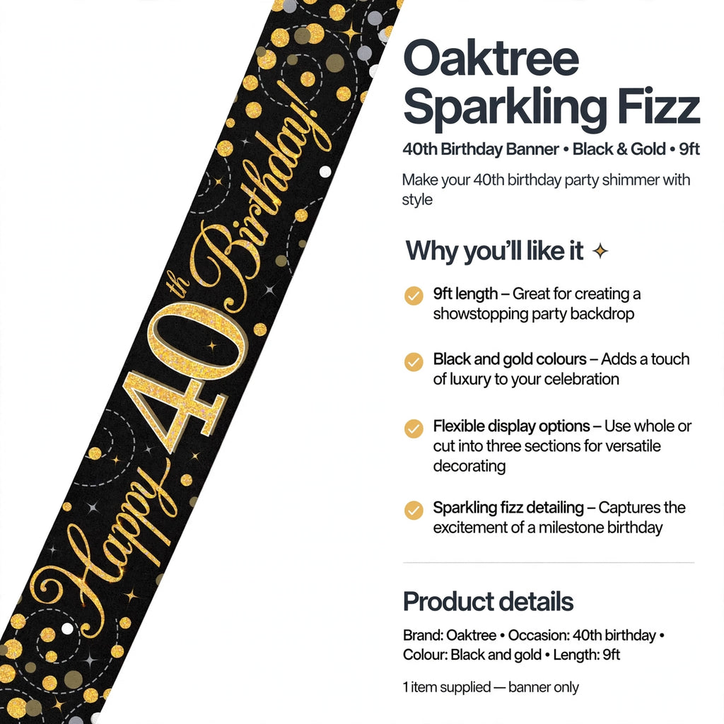 9ft banner can be used whole or cut into three sections for versatile decoration