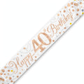 Oaktree Sparkling Fizz 40th Birthday Banner in rose gold and white, 9ft long