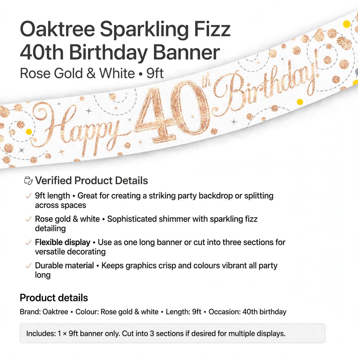 Oaktree banner designed for 40th birthday celebrations with durable material and flexible display options