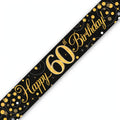 Oaktree Sparkling Fizz 60th Birthday Banner in black and gold with sparkling fizz design