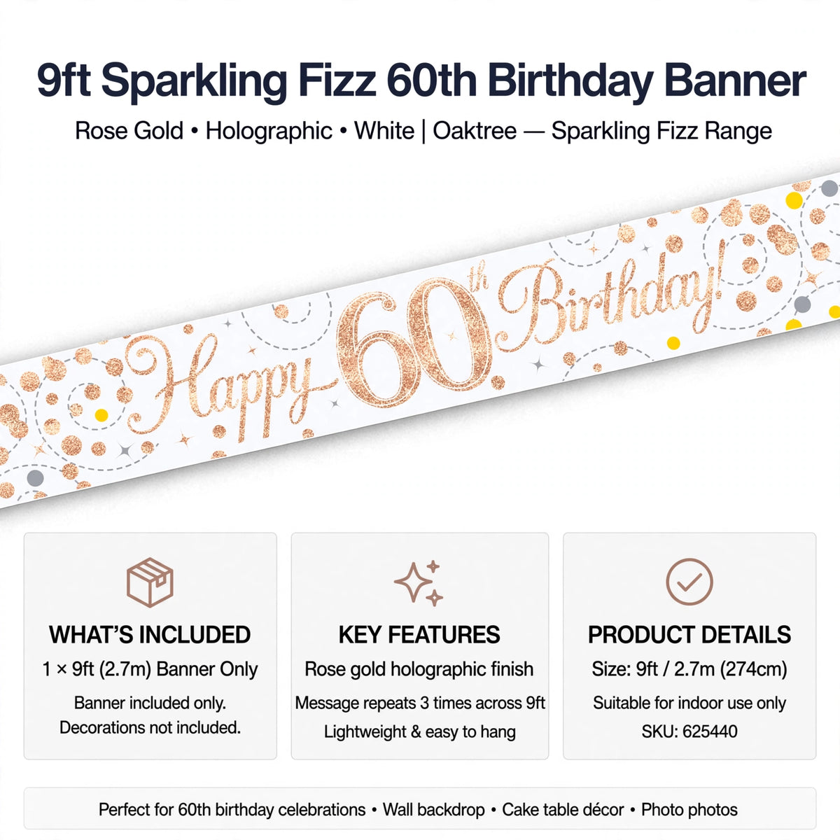 60th Birthday Banner designed for wall display or as a photographic backdrop