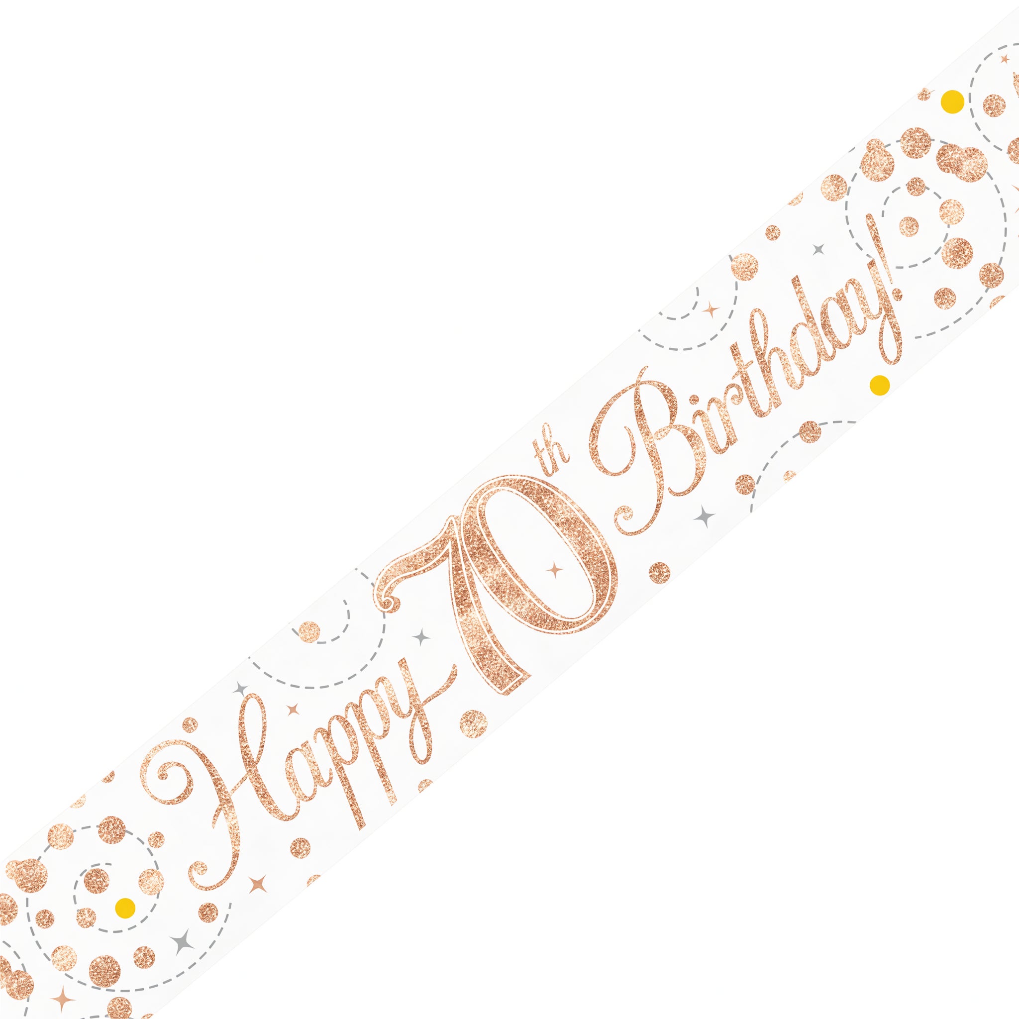 9ft Sparkling Fizz 70th Birthday Banner Rose Gold & White