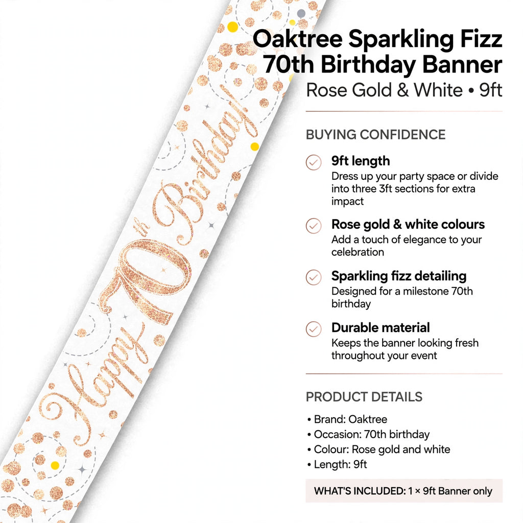 Banner can be used as one 9ft backdrop or divided into three 3ft sections for decoration