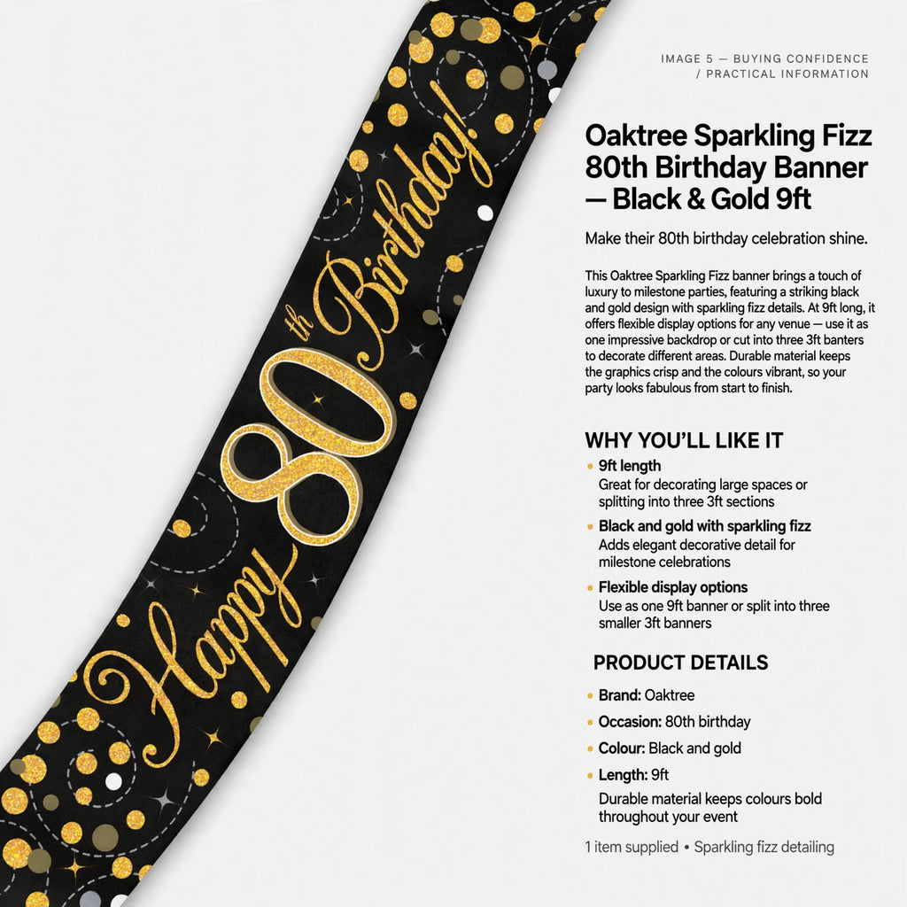 Banner can be used as one 9ft piece or cut into three 3ft sections for flexible display
