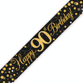 Oaktree Sparkling Fizz 90th Birthday Banner in black and gold with sparkling fizz detailing