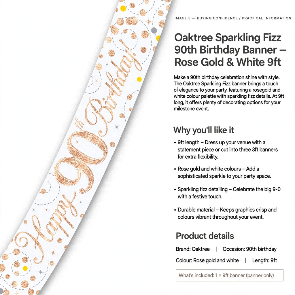 Oaktree banner designed for 90th birthday celebrations with 9ft length and durable material