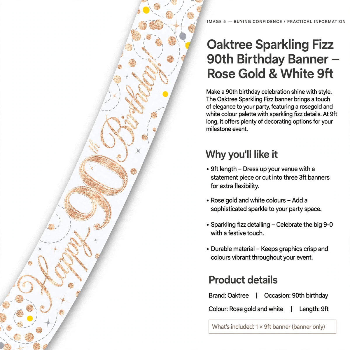 Oaktree banner designed for 90th birthday celebrations with 9ft length and durable material
