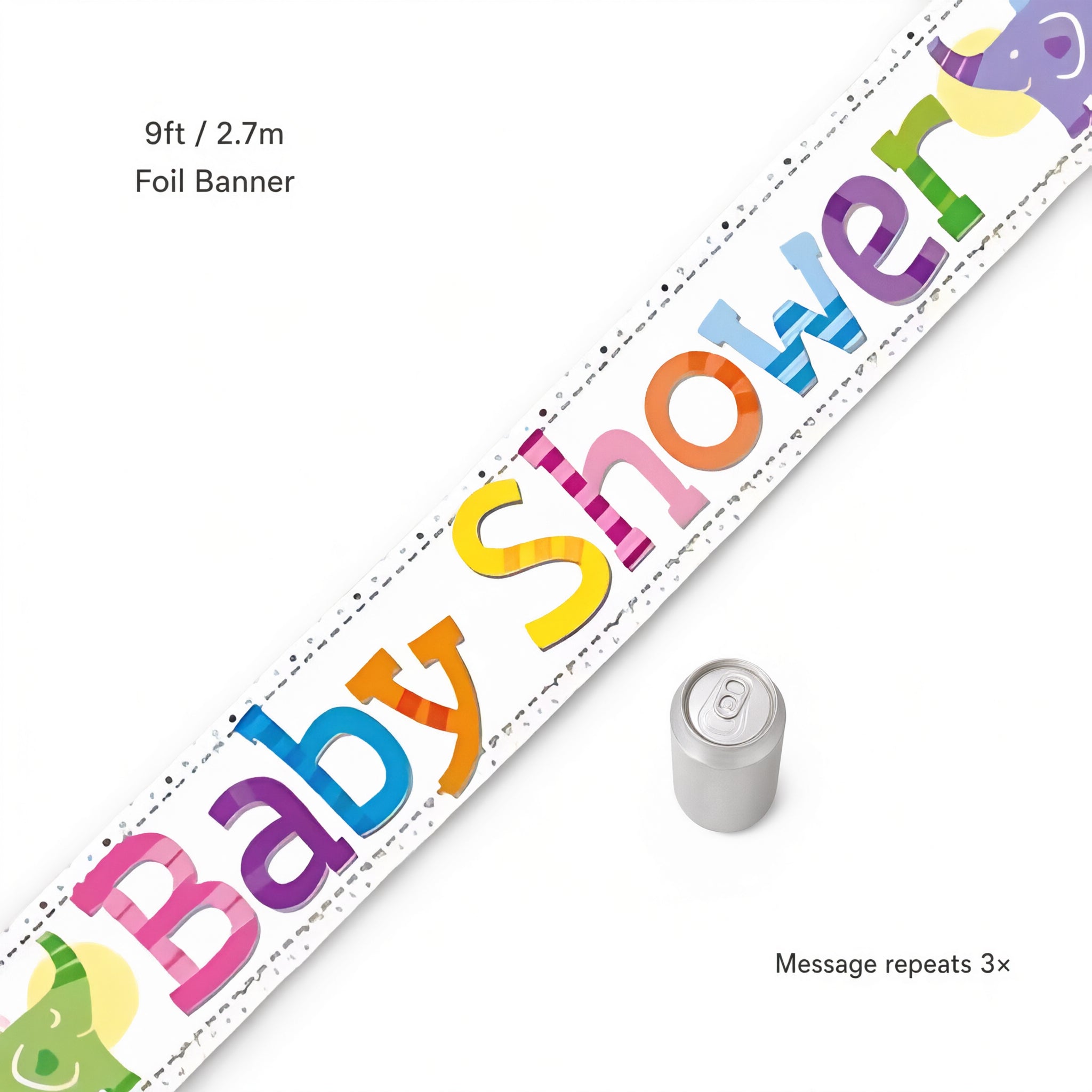 Multi-Colour Baby Shower Elephants Banner 9ft