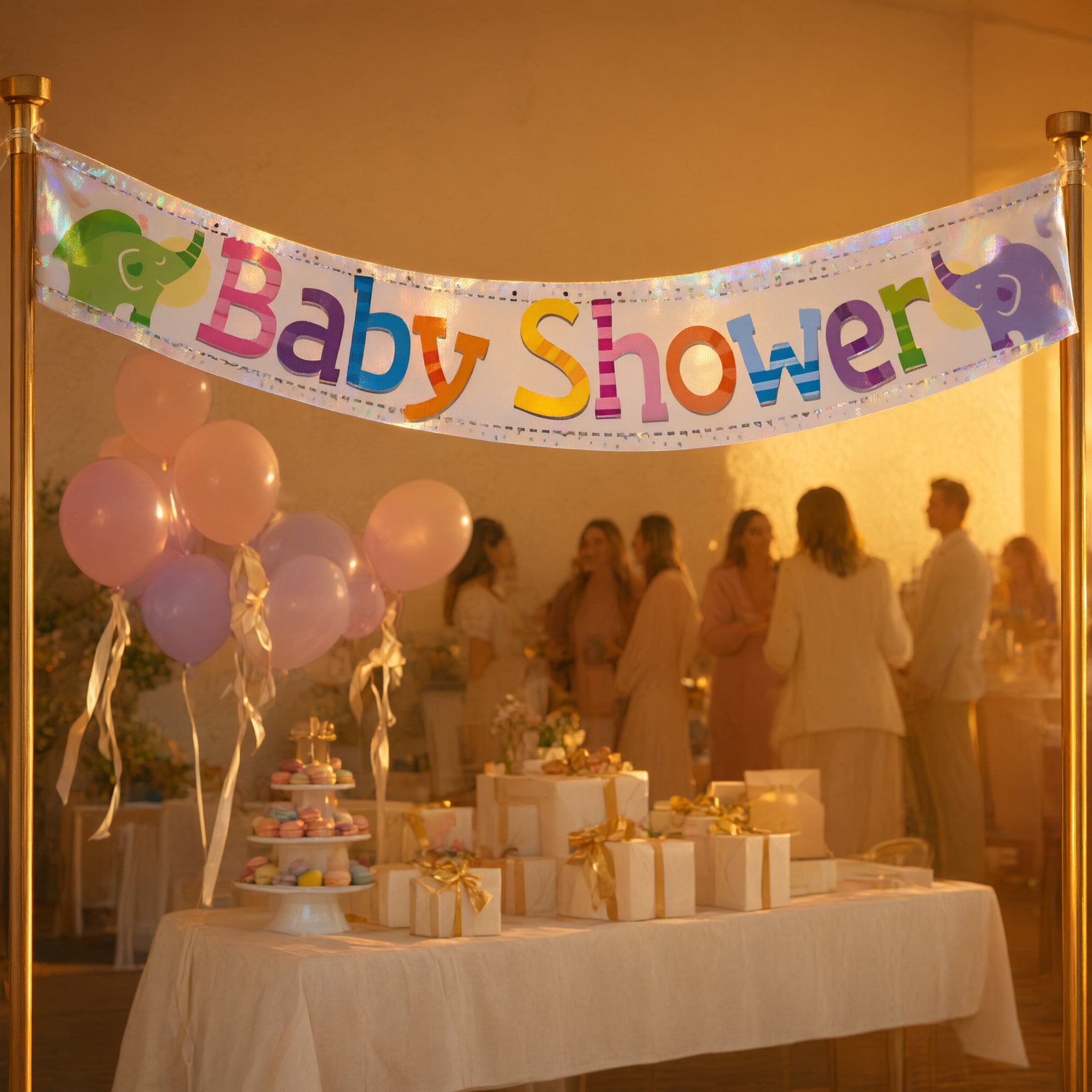 Multi-Colour Baby Shower Elephants Banner 9ft