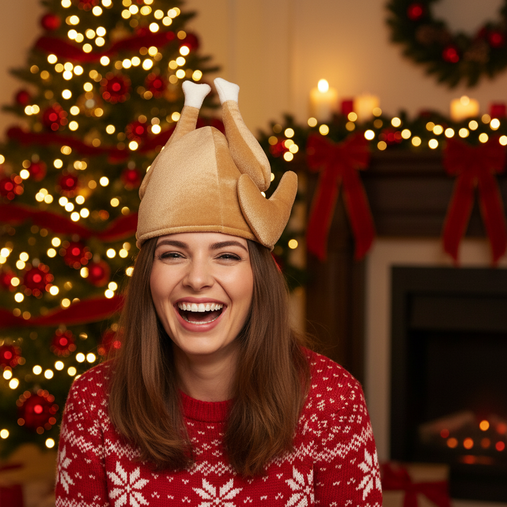 Adult Christmas Turkey Hat Gold And White 28 X 37cm | Merthyr Tydfil | Why Not Shop Online