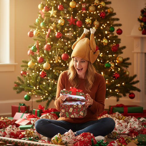 Adult Christmas Turkey Hat Gold And White 28 X 37cm | Merthyr Tydfil | Why Not Shop Online