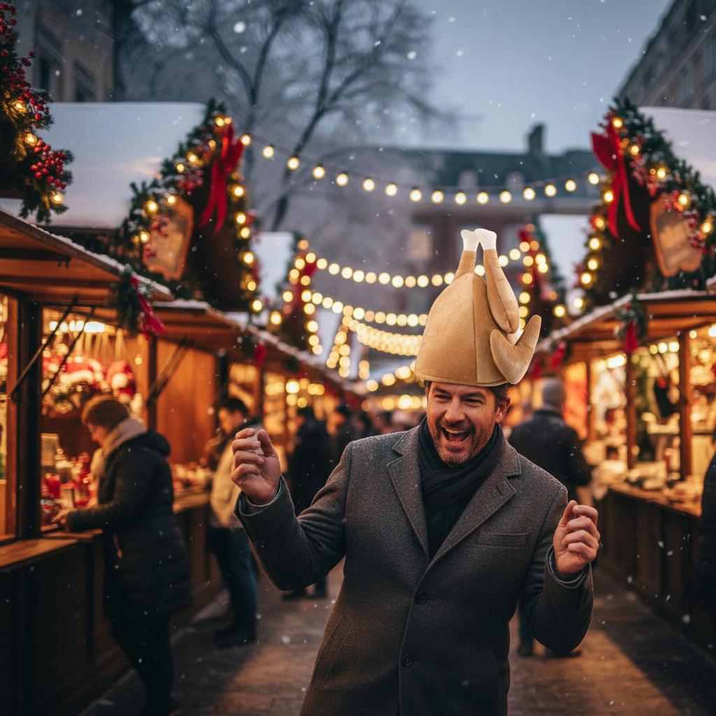Adult Christmas Turkey Hat Gold And White 28 X 37cm | Merthyr Tydfil | Why Not Shop Online