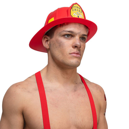 Adult Fire Chief Helmet: Red & Yellow Costume Accessory | Merthyr Tydfil | Why Not Shop Online