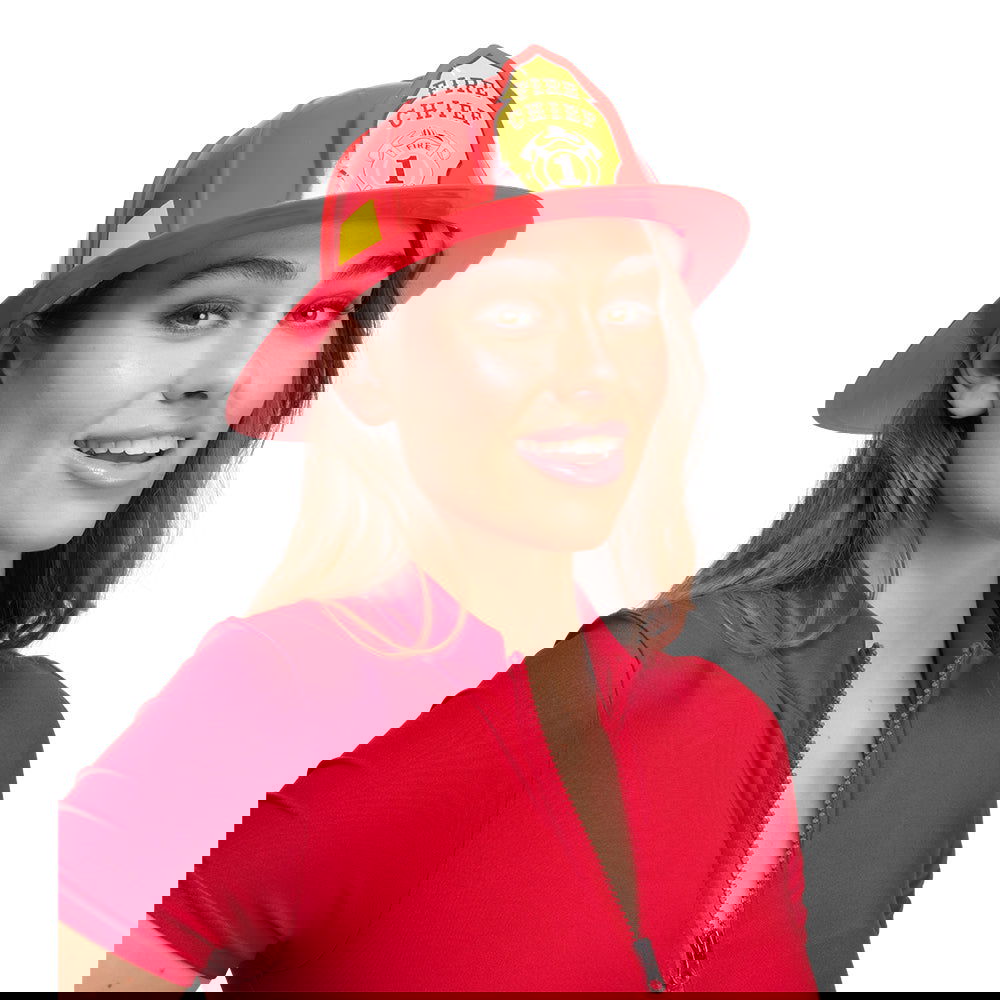 Adult Fire Chief Helmet: Red & Yellow Costume Accessory | Merthyr Tydfil | Why Not Shop Online