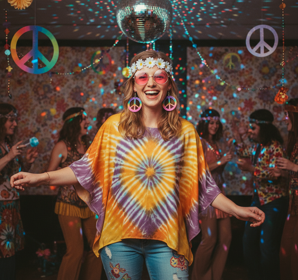 Adult Hippie Fancy Dress Set 4 Pieces | Merthyr Tydfil | Why Not Shop Online