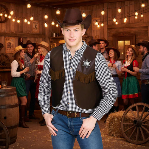 Wicked Costumes Cowboy Sheriff Waistcoat - Dark Brown - Why Not Shop