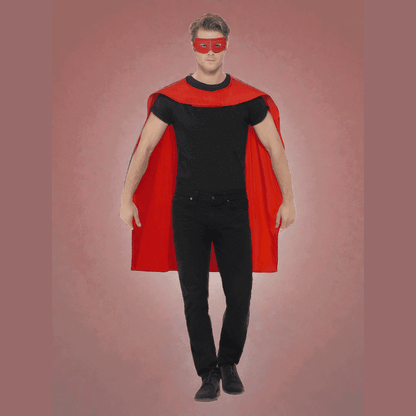 Adults Red Superhero Fancy Dress Cape And Eye Mask | Merthyr Tydfil | Why Not Shop Online