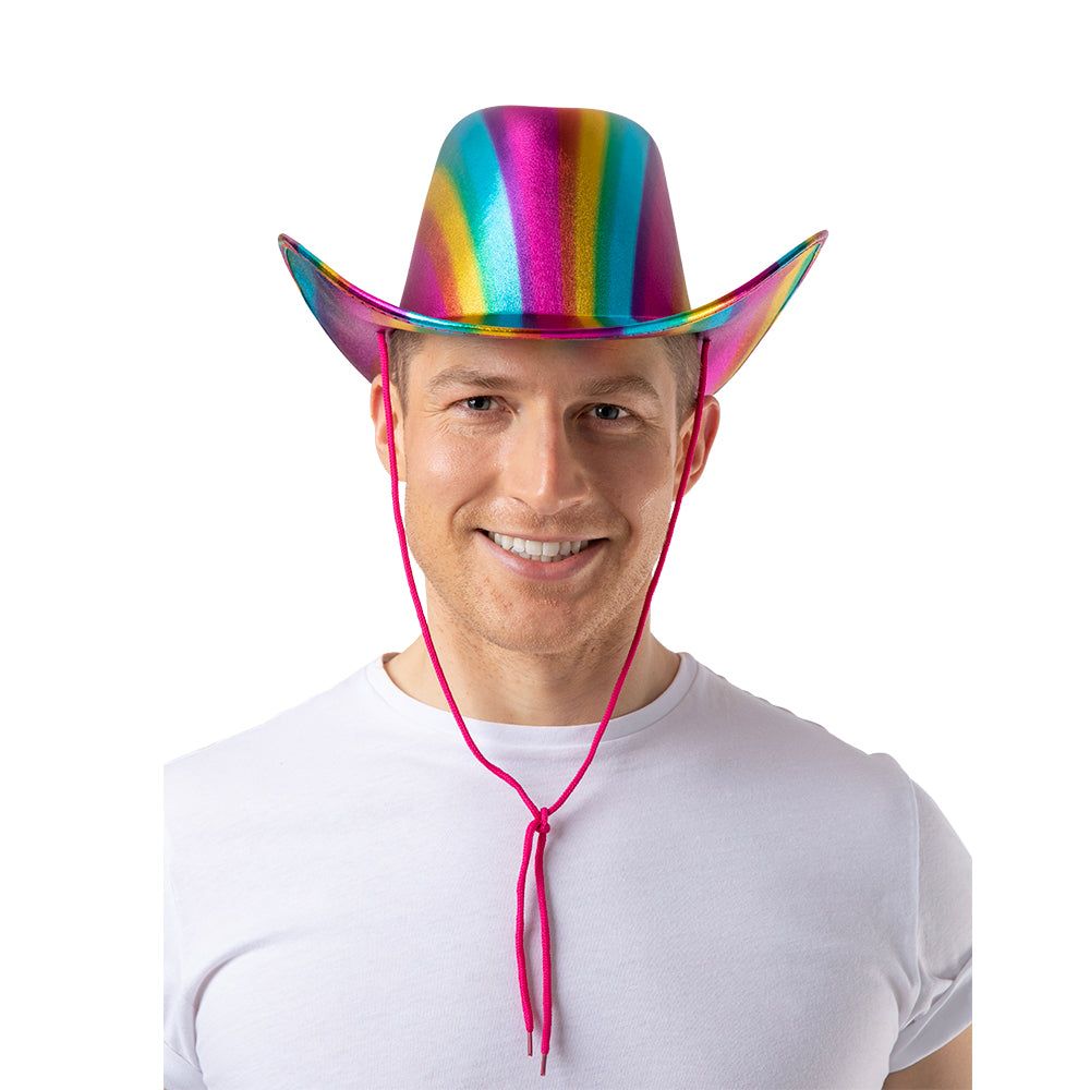 Adults Texan Cowboy Hat Metallic Rainbow Colours | Why Not Shop