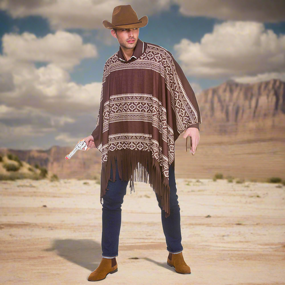 Adults Western Cowboy Ponchos Brown And White | Merthyr Tydfil | Why Not Shop Online