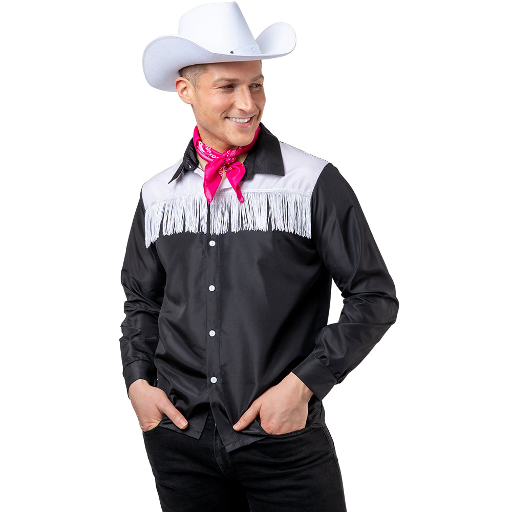 Adults Cowboy Shirt - Black & White L