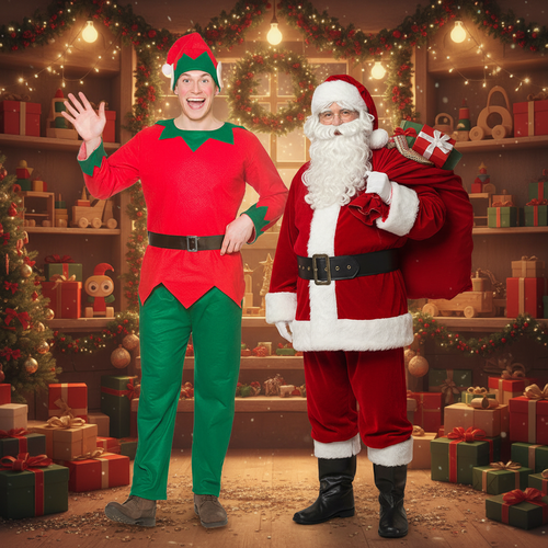 Adults Elf Costume Red And Green One Size - Why Not Shop