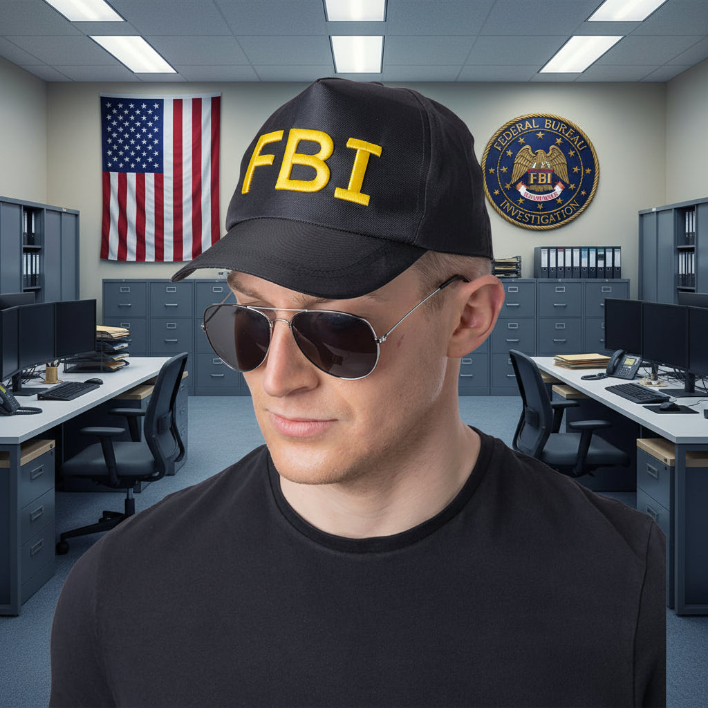 Adults F.B.I Caps Black and Yellow