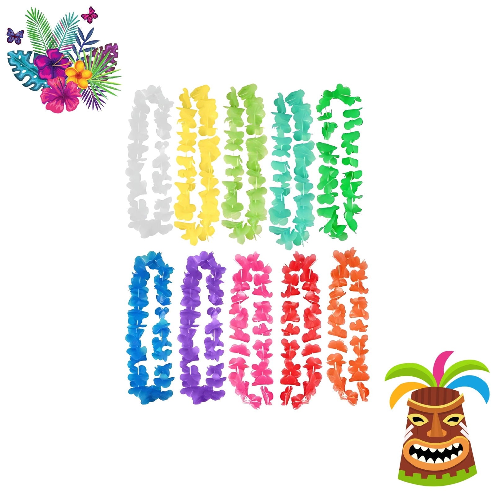 Assorted Colours Hula Lei with Petals - 90cm | Why Not Shop
