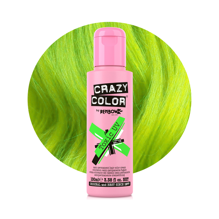 Crazy Color Toxic UV Green Semi-Permanent Hair Dye 100ml