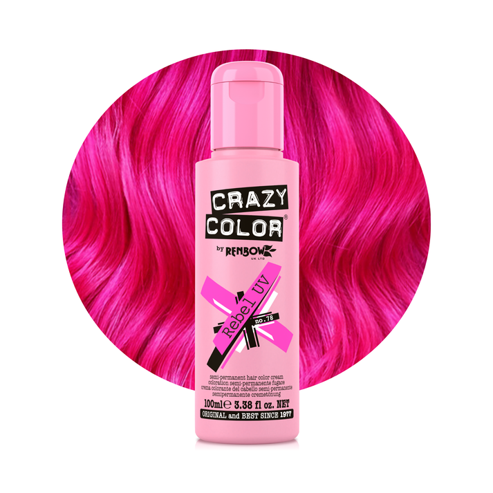 Crazy Color Rebel UV Neon Pink Semi-Permanent Hair Dye 100ml