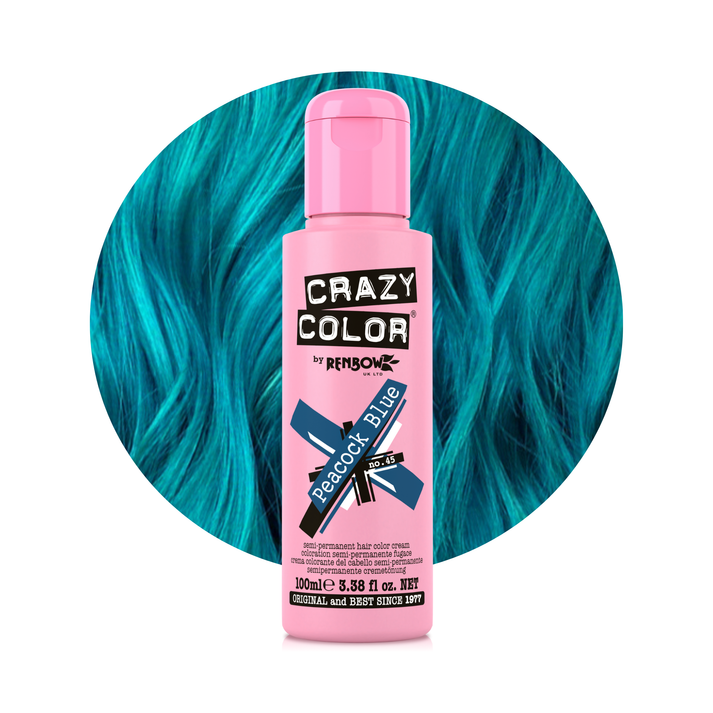 Crazy Color Peacock Blue Semi-Permanent Hair Dye 100ml