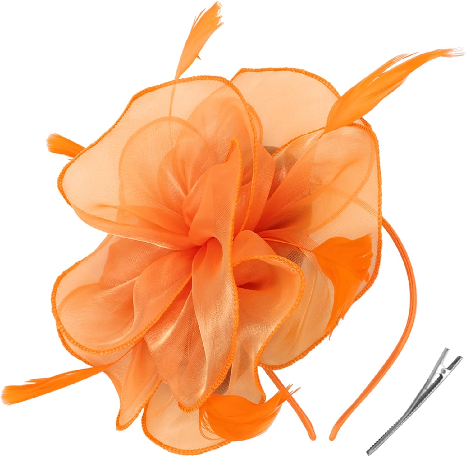 Womens Orange Fascinator With Feathers on a Headband and a Clip | Merthyr Tydfil | Why Not Shop Online