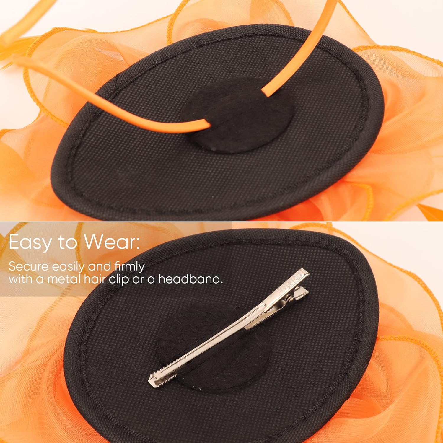 Womens Orange Fascinator With Feathers on a Headband and a Clip | Merthyr Tydfil | Why Not Shop Online