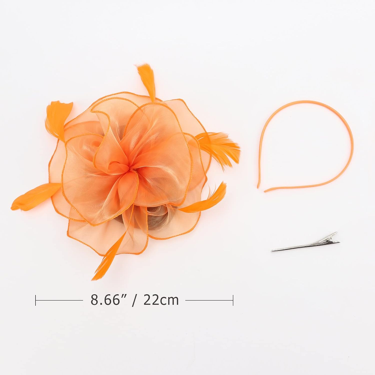 Womens Orange Fascinator With Feathers on a Headband and a Clip | Merthyr Tydfil | Why Not Shop Online