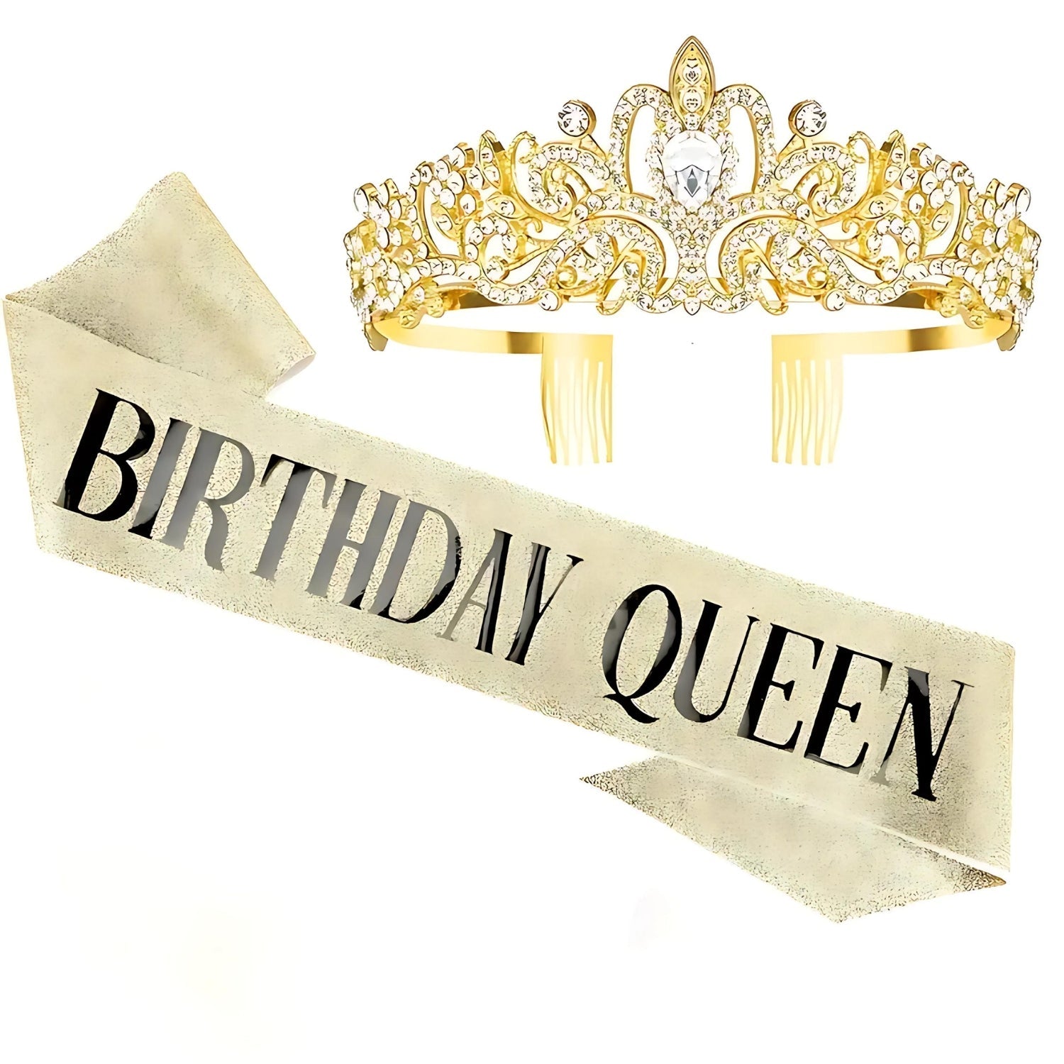 Birthday Queen Sash And Tiara Set Gold | Why Not Shop