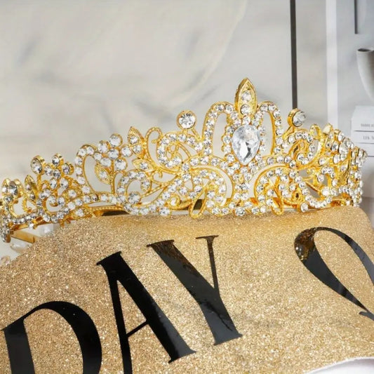 Birthday Queen Sash And Tiara Set Gold | Why Not Shop