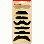 Black Fancy Dress Self-Adhesive Moustaches Assorted Designs Pack Of 6 - Why Not Shop