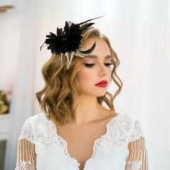 Black Faux Feather Fascinator On A Cocktail Hair Band | Why Not Shop