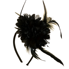 Black Faux Feather Fascinator On A Cocktail Hair Band | Why Not Shop