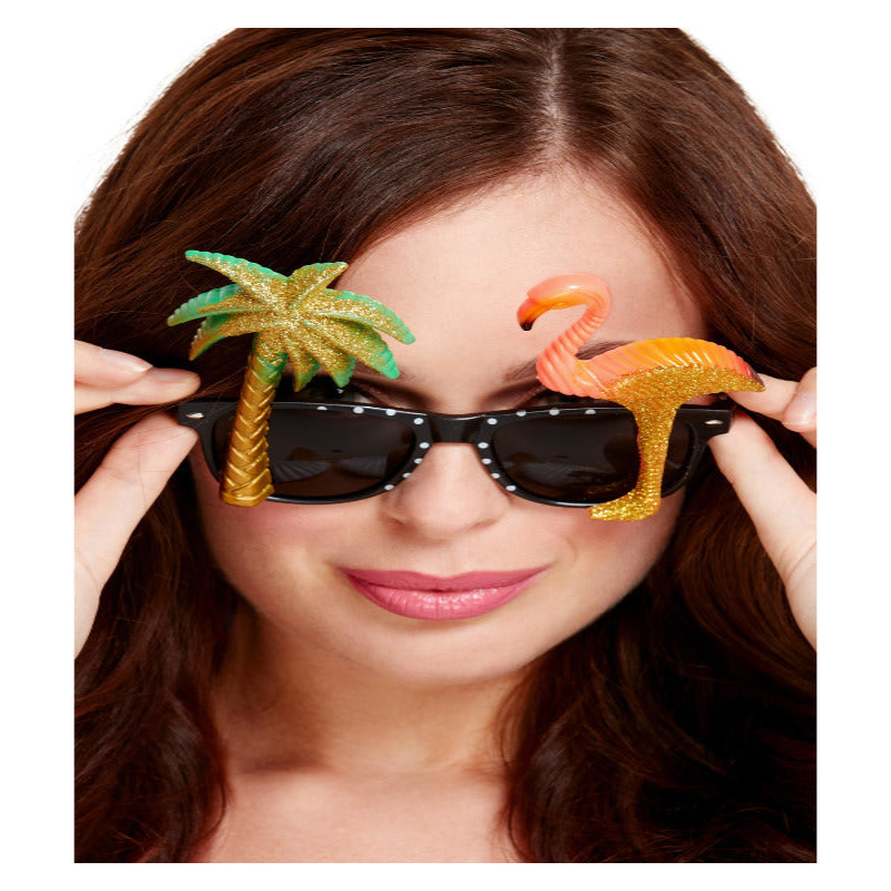 Black Hawaiian Style Glasses with Flamingo and Palm Tree | Merthyr Tydfil | Why Not Shop Online