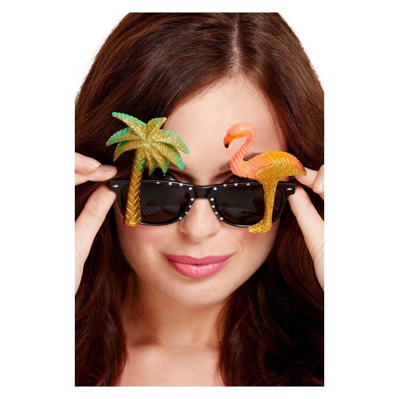 Black Hawaiian Style Glasses with Flamingo and Palm Tree | Merthyr Tydfil | Why Not Shop Online