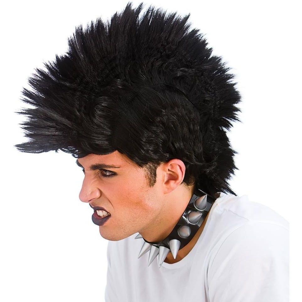 Black Punk Rocker Mohican Fancy Dress Wig | Why Not Shop