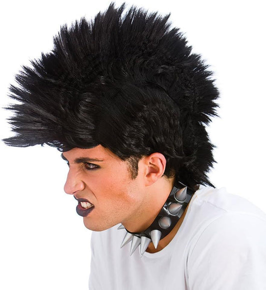 Black Punk Rocker Mohican Fancy Dress Wig | Why Not Shop