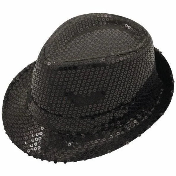 Black Sequin Trilby Hats - Why Not Shop