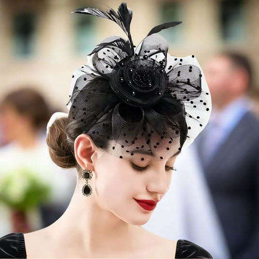 Black Vintage Mesh With Faux Feather Headband Fascinator With Clip | Merthyr Tydfil | Why Not Shop Online