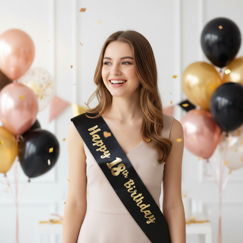 Black And Gold 18th Birthday Sash | Merthyr Tydfil | Why Not Shop Online
