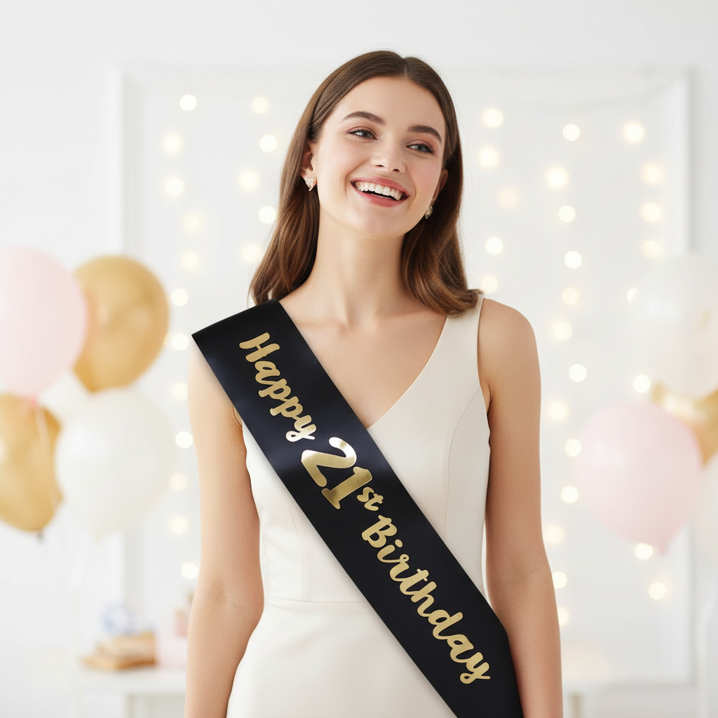 Black And Gold 21st Birthday Sash | Merthyr Tydfil | Why Not Shop Online